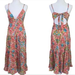 House of Harlow 1960 NWOT Open Back Button Floral Paisley Tiered Maxi Dr…